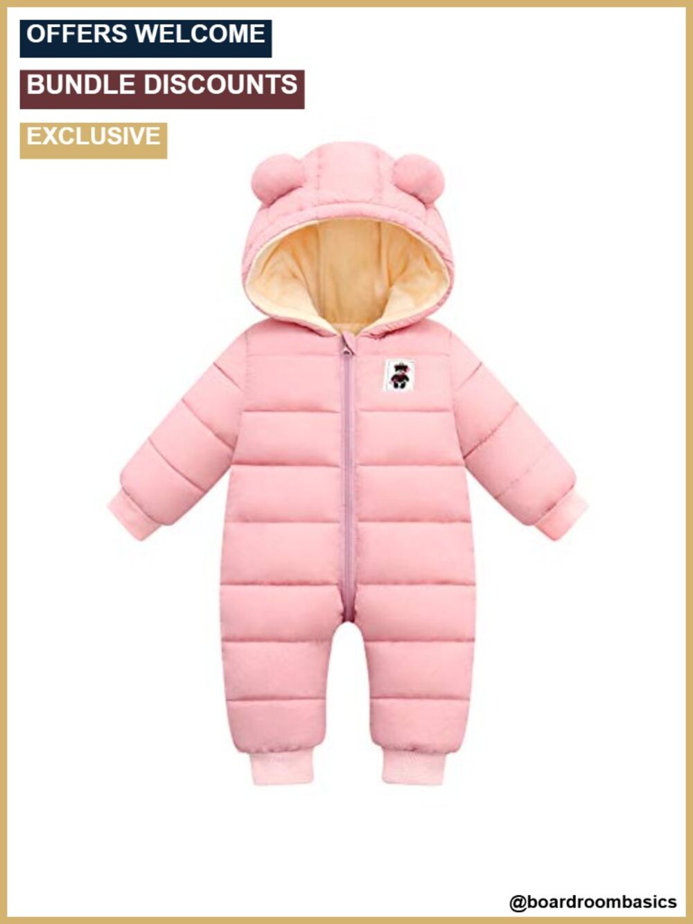 Baby Snowsuit Hooded Jumpsuit Winter Coat Infant Toddler Snow Wear